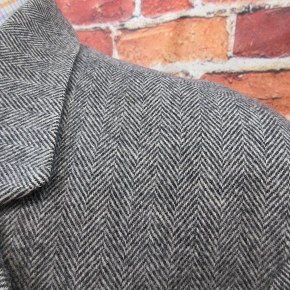 44 LONG- CRICKETEER HERRINGBONE WOOL/CAMEL HAIR/NYLON SPORT COAT GRAY - Picture 3 of 7